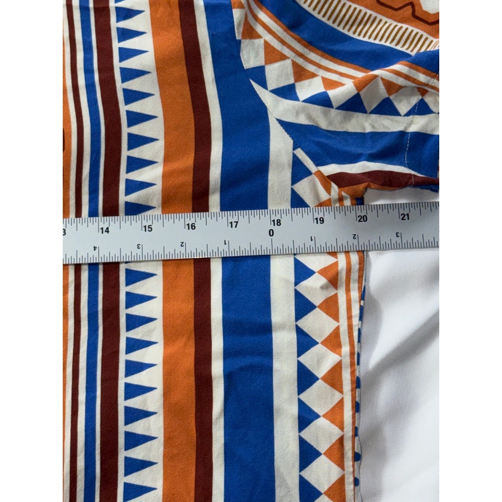 ASOS Design Mens Short Sleeve Button Down Geometric Tribal Print Shirt Blue M - Picture 4 of 5